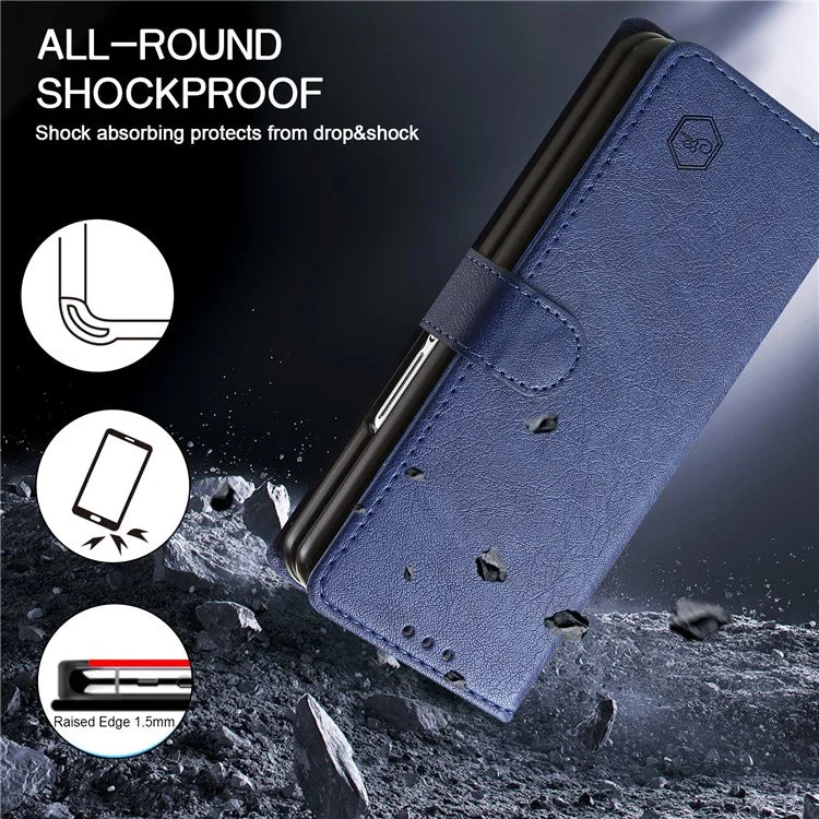 For Samsung Galaxy Z Fold5 5G Case Solid Color Protective Cover PU Leather Wallet Phone Case