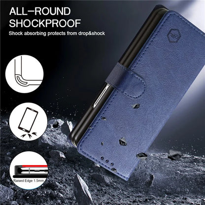 For Samsung Galaxy Z Fold5 5G Case Solid Color Protective Cover PU Leather Wallet Phone Case