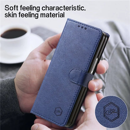 For Samsung Galaxy Z Fold5 5G Case Solid Color Protective Cover PU Leather Wallet Phone Case