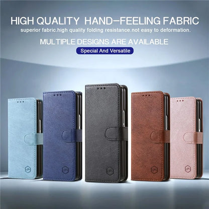 For Samsung Galaxy Z Fold5 5G Case Solid Color Protective Cover PU Leather Wallet Phone Case