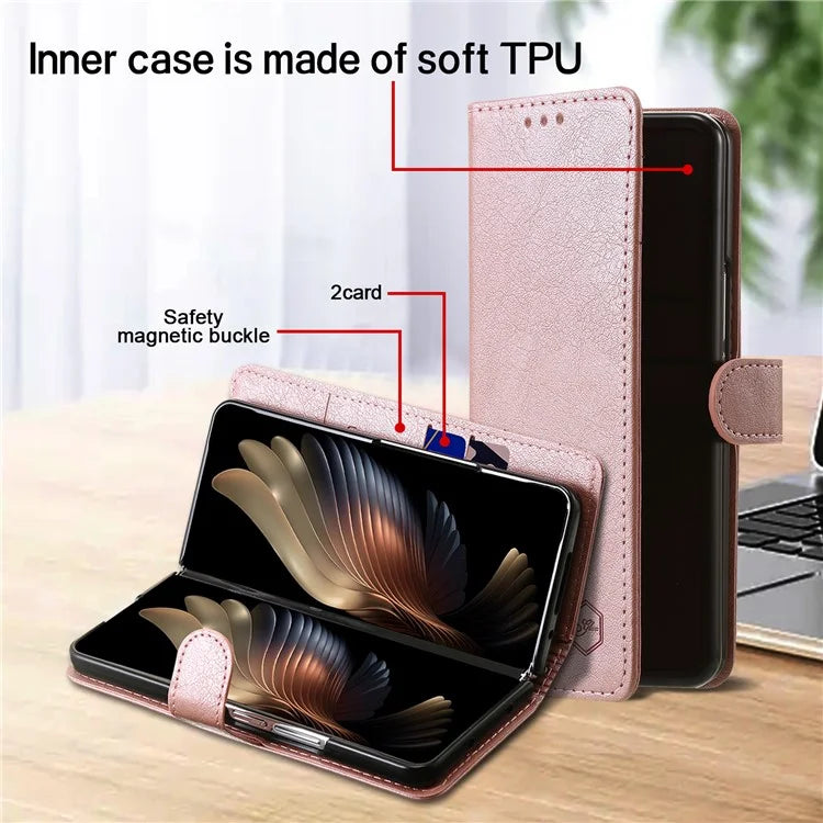 For Samsung Galaxy Z Fold5 5G Case Solid Color Protective Cover PU Leather Wallet Phone Case