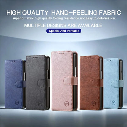 For Samsung Galaxy Z Fold5 5G Case Solid Color Protective Cover PU Leather Wallet Phone Case