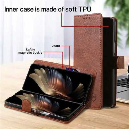 For Samsung Galaxy Z Fold5 5G Case Solid Color Protective Cover PU Leather Wallet Phone Case