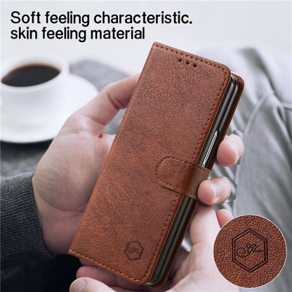 For Samsung Galaxy Z Fold5 5G Case Solid Color Protective Cover PU Leather Wallet Phone Case