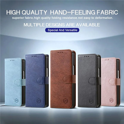 For Samsung Galaxy Z Fold5 5G Case Solid Color Protective Cover PU Leather Wallet Phone Case