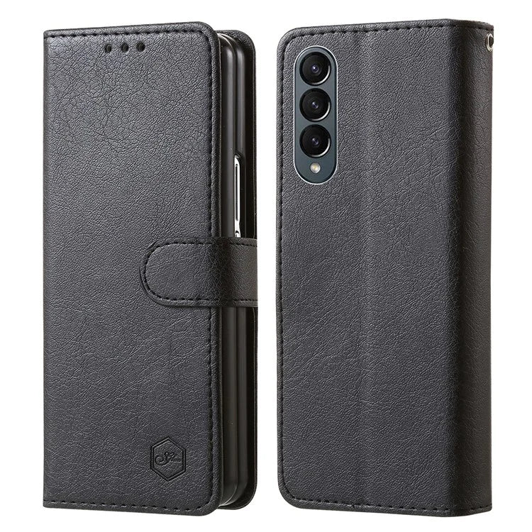 For Samsung Galaxy Z Fold4 5G Case PU Leather Shockproof Case Solid Color Wallet Phone Cover