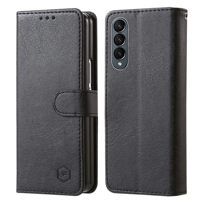 For Samsung Galaxy Z Fold4 5G Case PU Leather Shockproof Case Solid Color Wallet Phone Cover