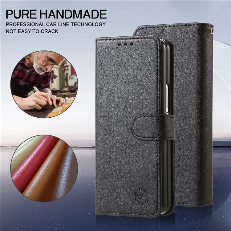 For Samsung Galaxy Z Fold4 5G Case PU Leather Shockproof Case Solid Color Wallet Phone Cover
