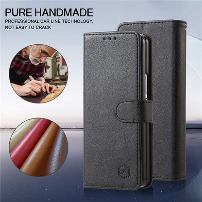 For Samsung Galaxy Z Fold4 5G Case PU Leather Shockproof Case Solid Color Wallet Phone Cover