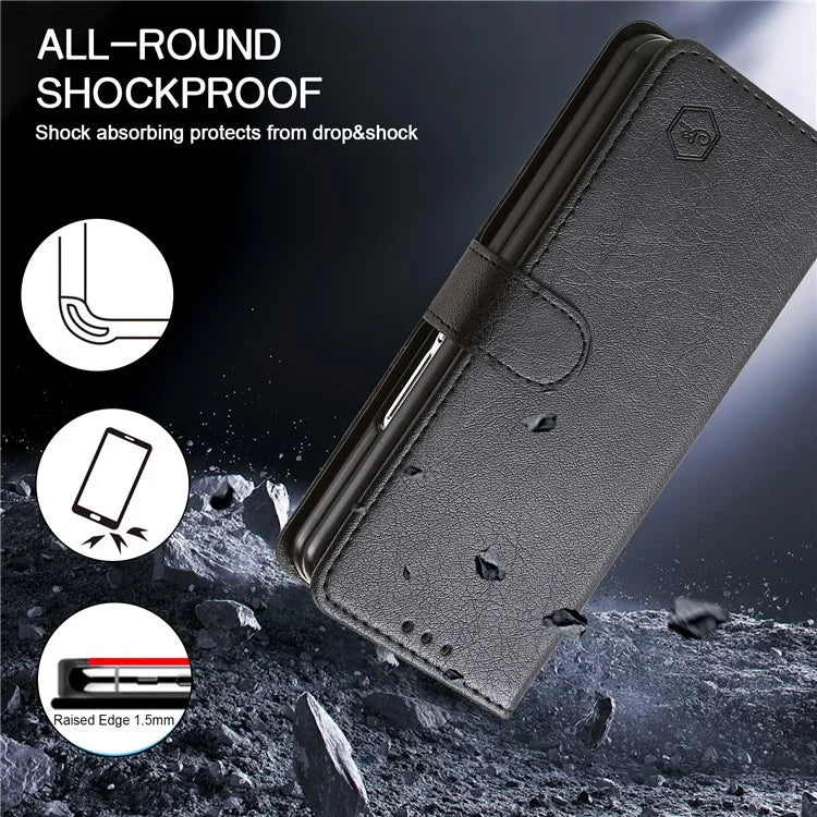 For Samsung Galaxy Z Fold4 5G Case PU Leather Shockproof Case Solid Color Wallet Phone Cover