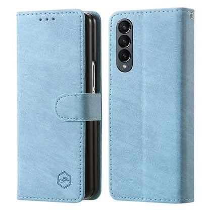 For Samsung Galaxy Z Fold4 5G Case PU Leather Shockproof Case Solid Color Wallet Phone Cover