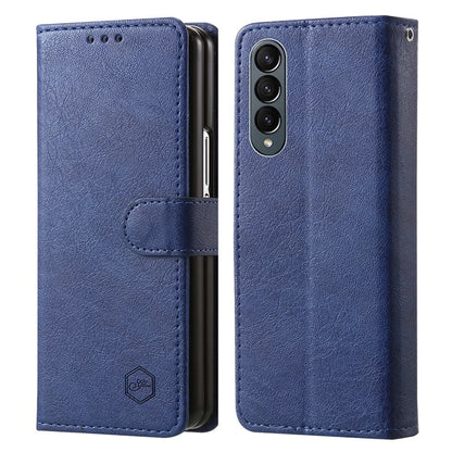 For Samsung Galaxy Z Fold4 5G Case PU Leather Shockproof Case Solid Color Wallet Phone Cover