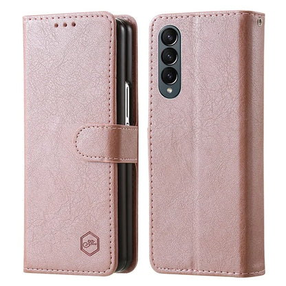 For Samsung Galaxy Z Fold4 5G Case PU Leather Shockproof Case Solid Color Wallet Phone Cover