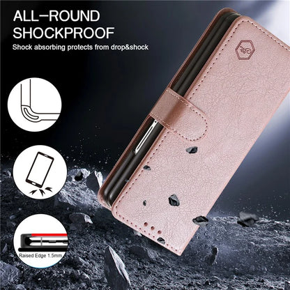 For Samsung Galaxy Z Fold4 5G Case PU Leather Shockproof Case Solid Color Wallet Phone Cover