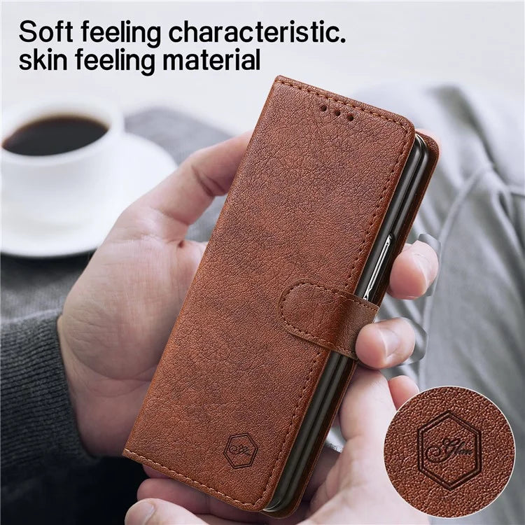 For Samsung Galaxy Z Fold4 5G Case PU Leather Shockproof Case Solid Color Wallet Phone Cover