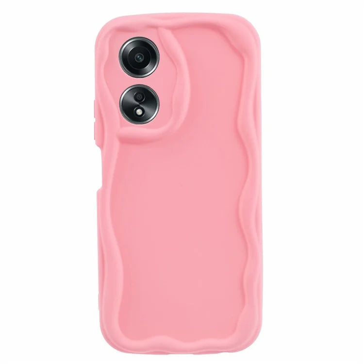 For Oppo A58 4G Case Candy Color Wavy Edge Rubberized TPU Phone Back Cover