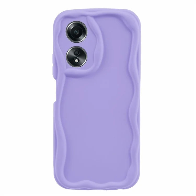 For Oppo A58 4G Case Candy Color Wavy Edge Rubberized TPU Phone Back Cover