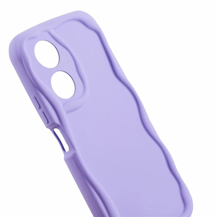 For Oppo A58 4G Case Candy Color Wavy Edge Rubberized TPU Phone Back Cover