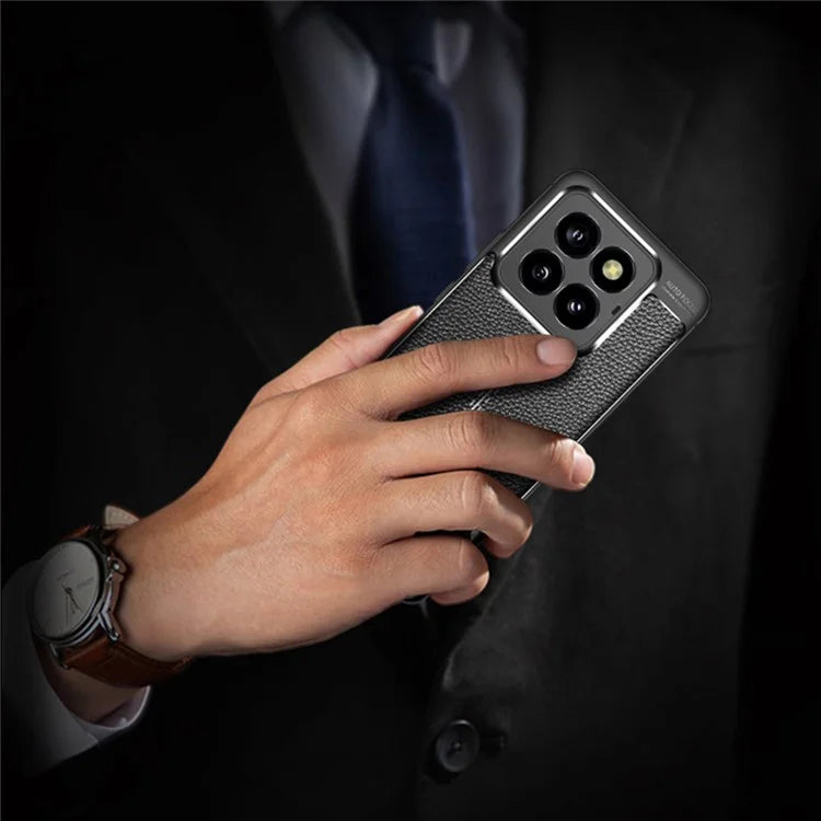 For Xiaomi 14 Pro TPU Case Litchi Texture Protective Cellphone Cover