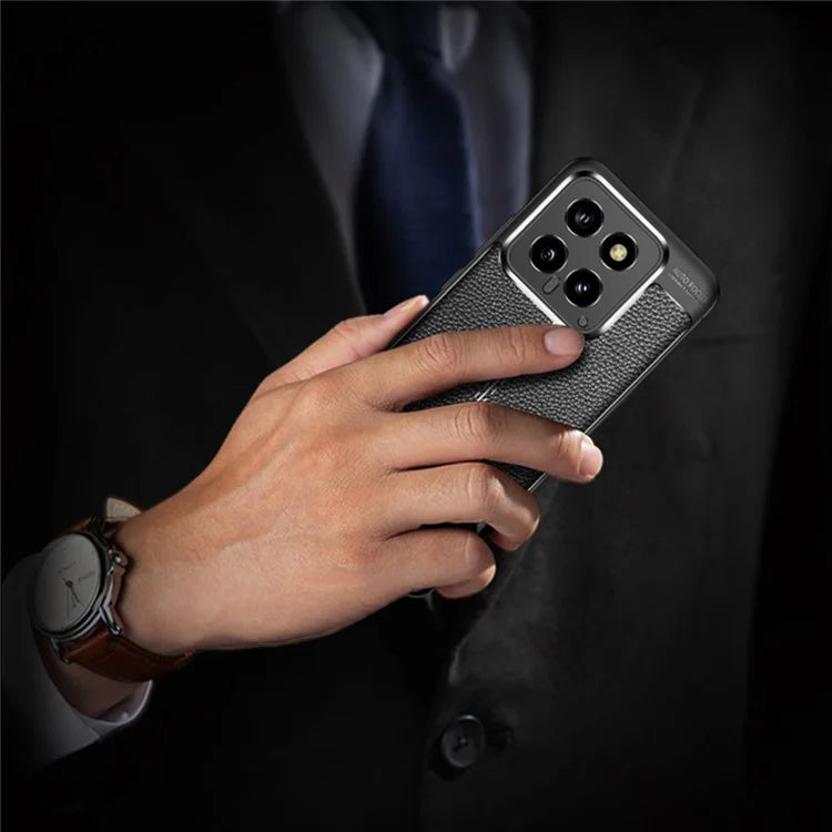 For Xiaomi 14 Case Litchi Texture Flexible TPU Smartphone Back Cover