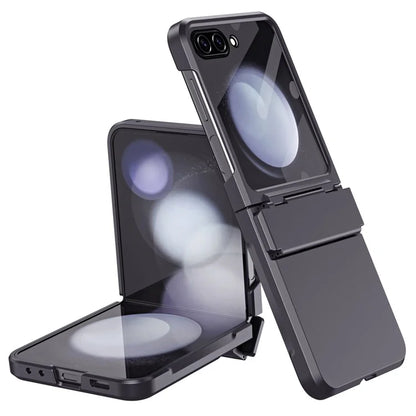 For Samsung Galaxy Z Flip5 5G Case Rubberized PC Hinge Protection Phone Cover with Rear Screen Protector