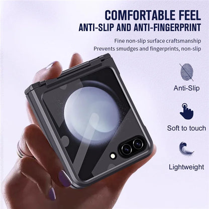 For Samsung Galaxy Z Flip5 5G Case Rubberized PC Hinge Protection Phone Cover with Rear Screen Protector