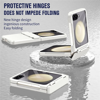 For Samsung Galaxy Z Flip5 5G Case Rubberized PC Hinge Protection Phone Cover with Rear Screen Protector