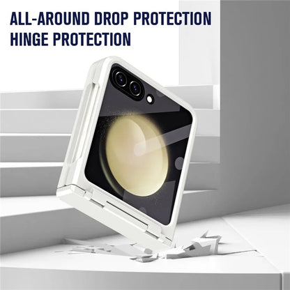 For Samsung Galaxy Z Flip5 5G Case Rubberized PC Hinge Protection Phone Cover with Rear Screen Protector