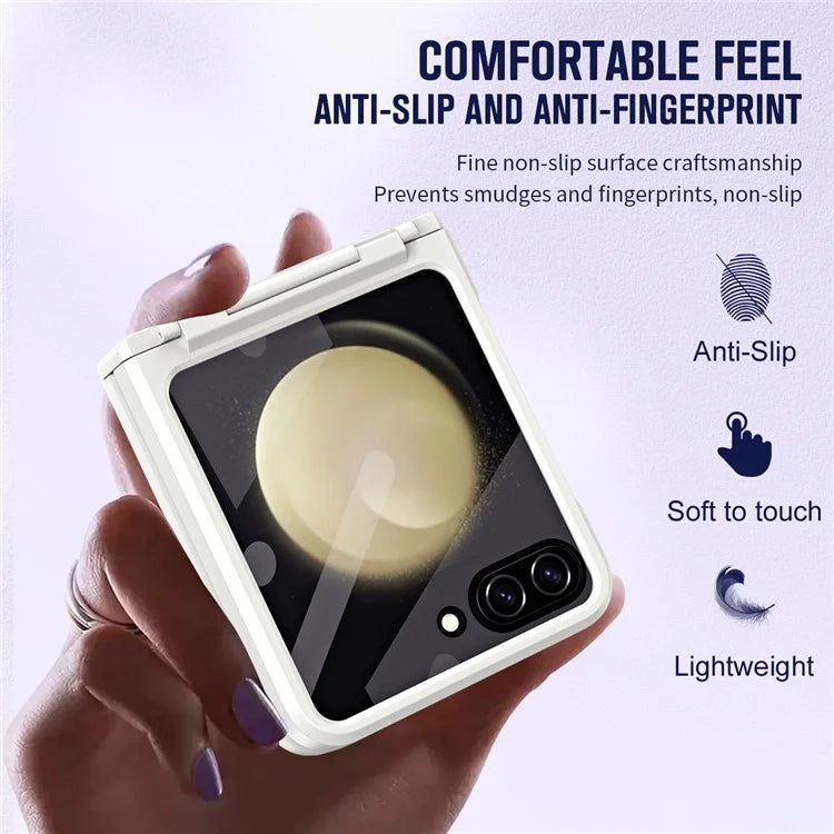 For Samsung Galaxy Z Flip5 5G Case Rubberized PC Hinge Protection Phone Cover with Rear Screen Protector