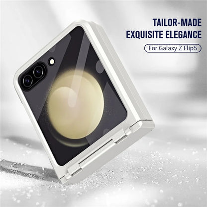 For Samsung Galaxy Z Flip5 5G Case Rubberized PC Hinge Protection Phone Cover with Rear Screen Protector