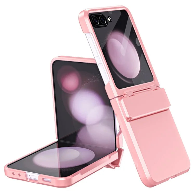For Samsung Galaxy Z Flip5 5G Case Rubberized PC Hinge Protection Phone Cover with Rear Screen Protector