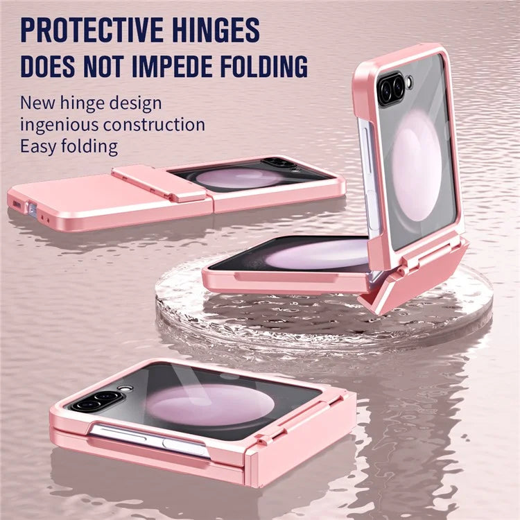 For Samsung Galaxy Z Flip5 5G Case Rubberized PC Hinge Protection Phone Cover with Rear Screen Protector