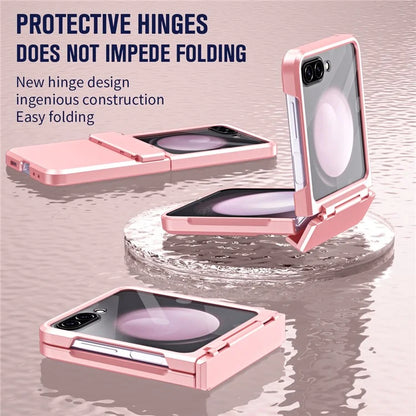 For Samsung Galaxy Z Flip5 5G Case Rubberized PC Hinge Protection Phone Cover with Rear Screen Protector