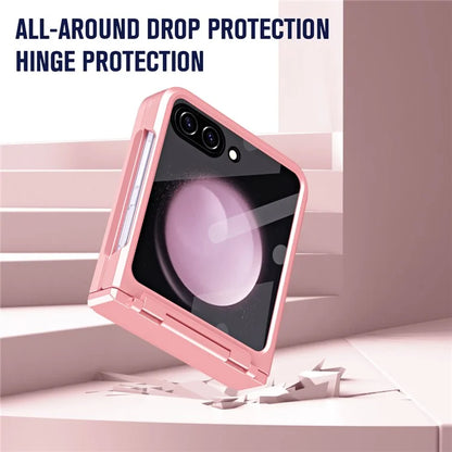 For Samsung Galaxy Z Flip5 5G Case Rubberized PC Hinge Protection Phone Cover with Rear Screen Protector