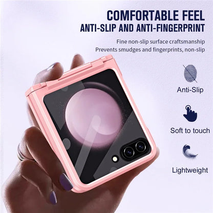 For Samsung Galaxy Z Flip5 5G Case Rubberized PC Hinge Protection Phone Cover with Rear Screen Protector