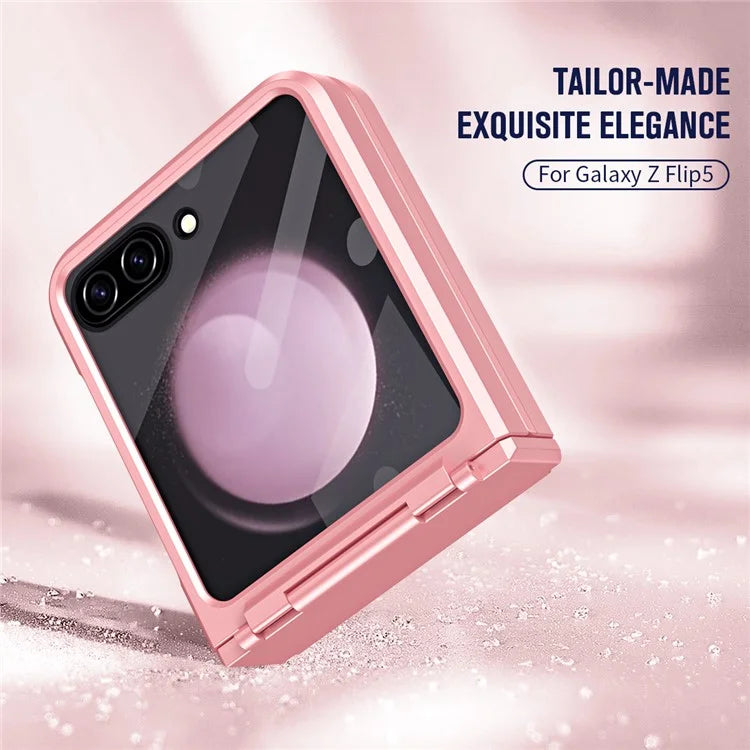 For Samsung Galaxy Z Flip5 5G Case Rubberized PC Hinge Protection Phone Cover with Rear Screen Protector
