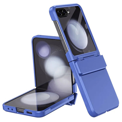 For Samsung Galaxy Z Flip5 5G Case Rubberized PC Hinge Protection Phone Cover with Rear Screen Protector