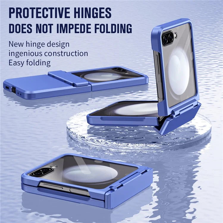 For Samsung Galaxy Z Flip5 5G Case Rubberized PC Hinge Protection Phone Cover with Rear Screen Protector