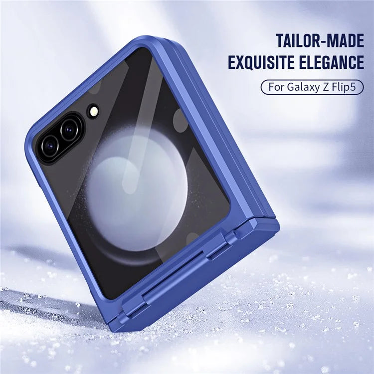 For Samsung Galaxy Z Flip5 5G Case Rubberized PC Hinge Protection Phone Cover with Rear Screen Protector