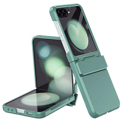 For Samsung Galaxy Z Flip5 5G Case Rubberized PC Hinge Protection Phone Cover with Rear Screen Protector