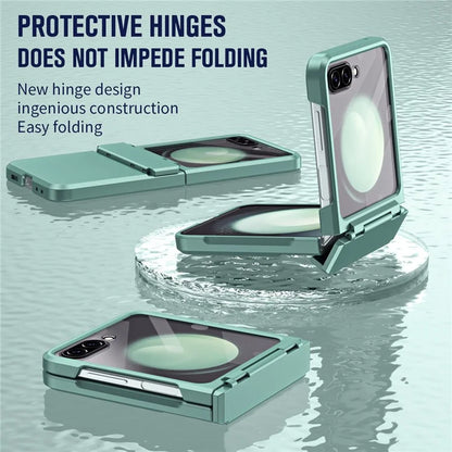 For Samsung Galaxy Z Flip5 5G Case Rubberized PC Hinge Protection Phone Cover with Rear Screen Protector
