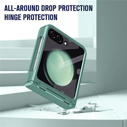 For Samsung Galaxy Z Flip5 5G Case Rubberized PC Hinge Protection Phone Cover with Rear Screen Protector