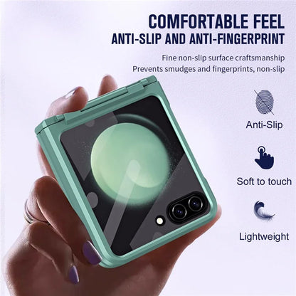 For Samsung Galaxy Z Flip5 5G Case Rubberized PC Hinge Protection Phone Cover with Rear Screen Protector
