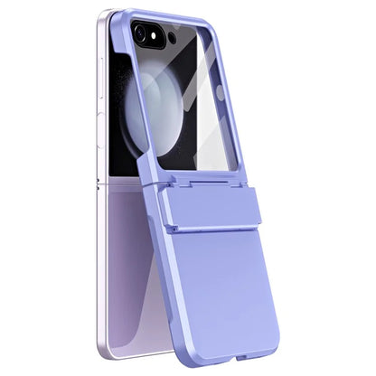 For Samsung Galaxy Z Flip5 5G Case Rubberized PC Hinge Protection Phone Cover with Rear Screen Protector