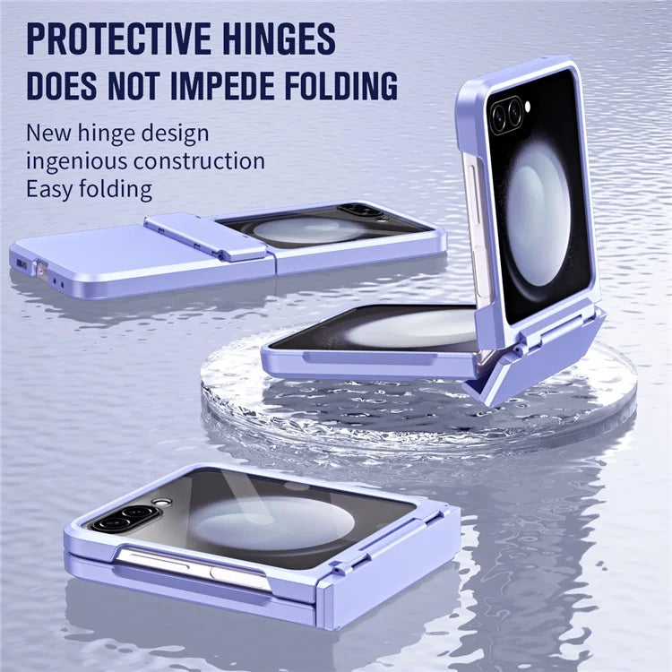 For Samsung Galaxy Z Flip5 5G Case Rubberized PC Hinge Protection Phone Cover with Rear Screen Protector