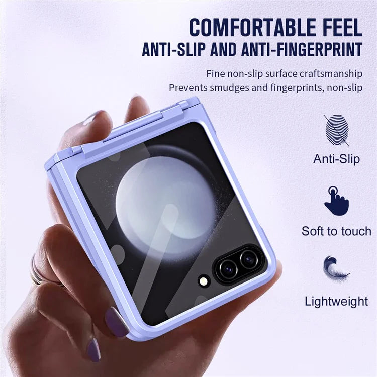 For Samsung Galaxy Z Flip5 5G Case Rubberized PC Hinge Protection Phone Cover with Rear Screen Protector