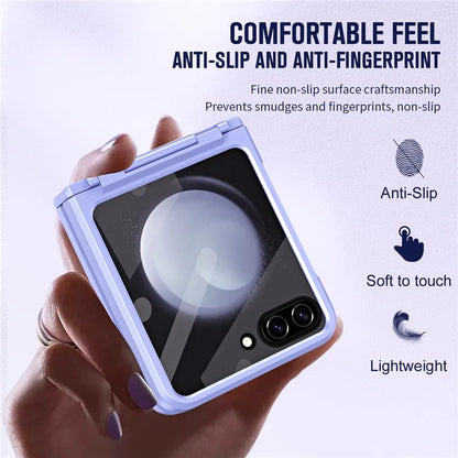 For Samsung Galaxy Z Flip5 5G Case Rubberized PC Hinge Protection Phone Cover with Rear Screen Protector