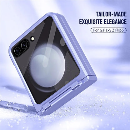 For Samsung Galaxy Z Flip5 5G Case Rubberized PC Hinge Protection Phone Cover with Rear Screen Protector