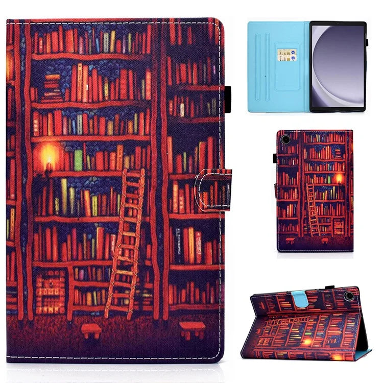For Samsung Galaxy Tab A9+ PU Leather Case Pattern Printing Smart Tablet Cover with Pencil Holder