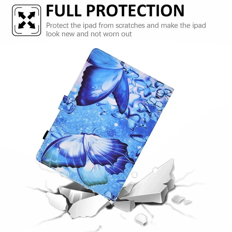 For Samsung Galaxy Tab A9+ PU Leather Case Pattern Printing Smart Tablet Cover with Pencil Holder